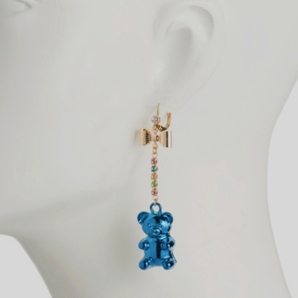 Betsey Johnson Mismatched Lolipop and Blue Chrome Gummy Bear Earrings - Picture 3 of 6